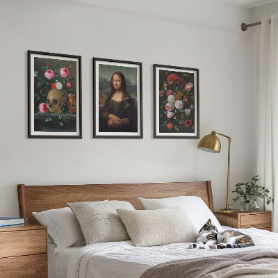 Billedvæg inspiration Blomster kranieportræt Mona Lisa