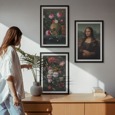Billedvæg inspiration Blomster kranieportræt Mona Lisa