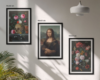 Billedvæg inspiration Blomster kranieportræt Mona Lisa