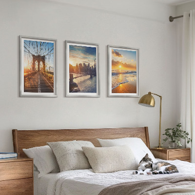 Triptykon billeder med ramme Broer solnedgange by