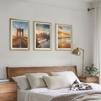 Triptykon billeder med ramme Broer solnedgange by