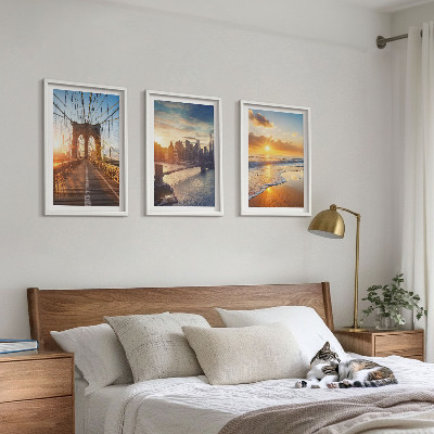 Triptykon billeder med ramme Broer solnedgange by