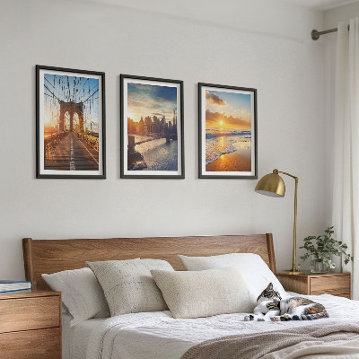 Triptykon billeder med ramme Broer solnedgange by