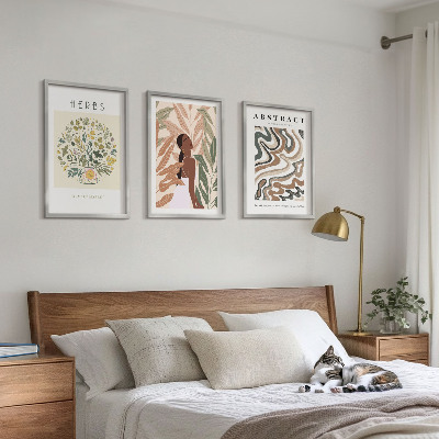 Triptykon billeder med ramme Boho pastel minimalistiske plakater