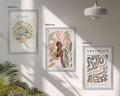 Triptykon billeder med ramme Boho pastel minimalistiske plakater