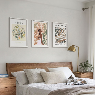 Triptykon billeder med ramme Boho pastel minimalistiske plakater