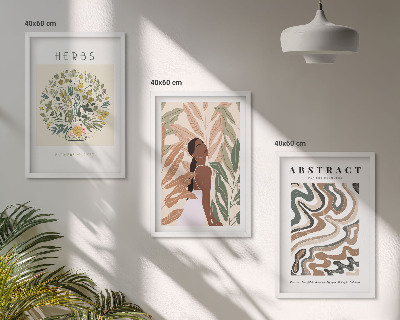 Triptykon billeder med ramme Boho pastel minimalistiske plakater
