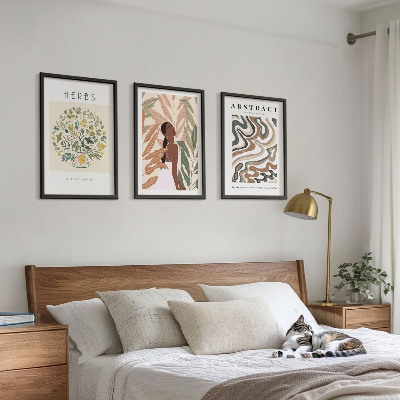 Triptykon billeder med ramme Boho pastel minimalistiske plakater