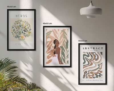 Triptykon billeder med ramme Boho pastel minimalistiske plakater
