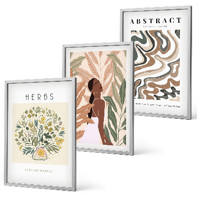Triptykon billeder med ramme Boho pastel minimalistiske plakater