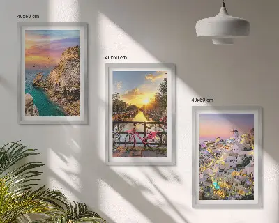 Billedsæt til soveværelset med motiv af havudsigt ved solnedgang