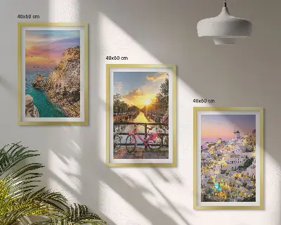 Billedsæt til soveværelset med motiv af havudsigt ved solnedgang