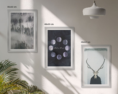 Billedvæg inspiration Skovlandskab tåge måne hjorte kranium