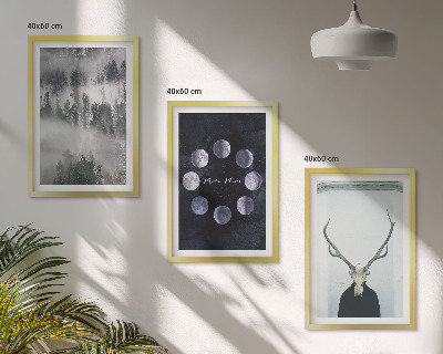 Billedvæg inspiration Skovlandskab tåge måne hjorte kranium