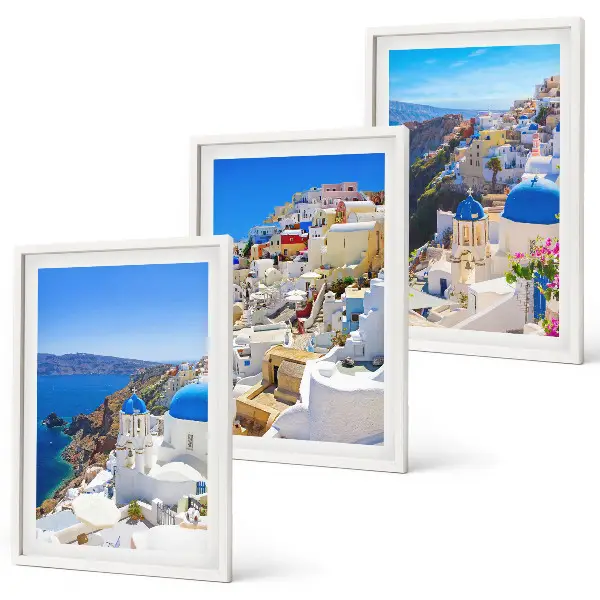 Landskabsbillede af Oia på Santorini triptykon med ramme