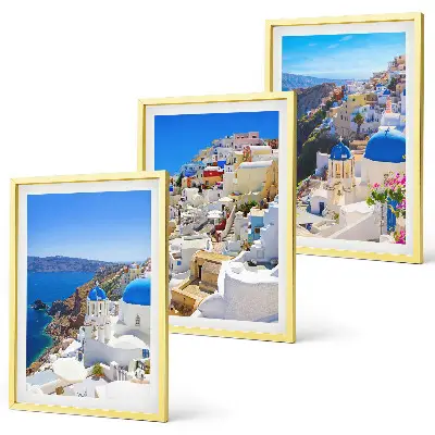 Landskabsbillede af Oia på Santorini triptykon med ramme