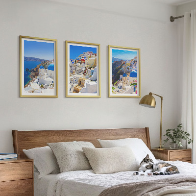 Triptykon billeder med ramme Landskabsarkitektur Oia Santorini