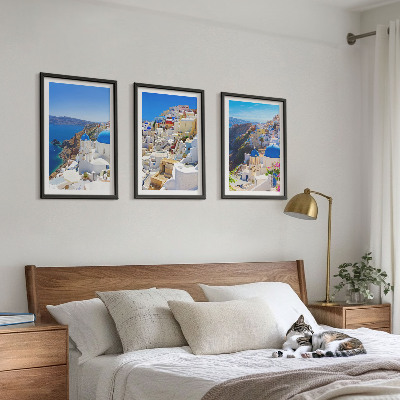 Triptykon billeder med ramme Landskabsarkitektur Oia Santorini