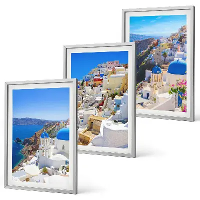 Landskabsbillede af Oia på Santorini triptykon med ramme