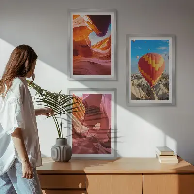 Billedsæt til soveværelset med motiv af ørkenkløfter og ballon