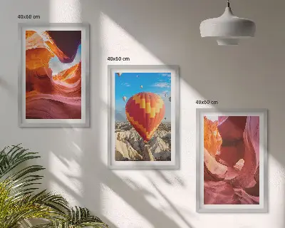 Billedsæt til soveværelset med motiv af ørkenkløfter og ballon