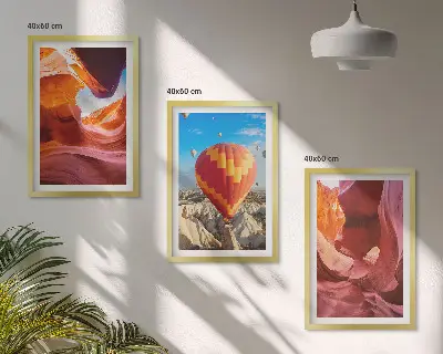 Billedsæt til soveværelset med motiv af ørkenkløfter og ballon