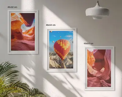 Billedsæt til soveværelset med motiv af ørkenkløfter og ballon