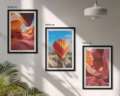 Billedsæt til soveværelset med motiv af ørkenkløfter og ballon