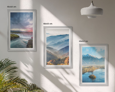 Triptykon billeder med ramme Bjerglandskaber vandfald