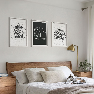 Triptykon billeder med ramme Grafik mad kulinariske slogans