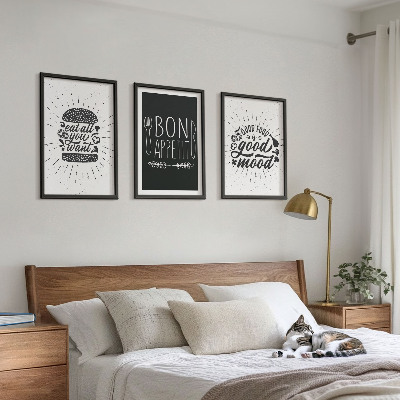 Triptykon billeder med ramme Grafik mad kulinariske slogans