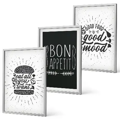 Triptykon med mad og kulinariske slogans billeder med ramme