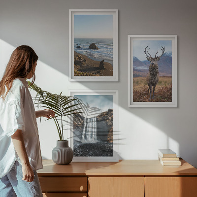 Billedsæt til soveværelset Bjerglandskaber med et vandfald
