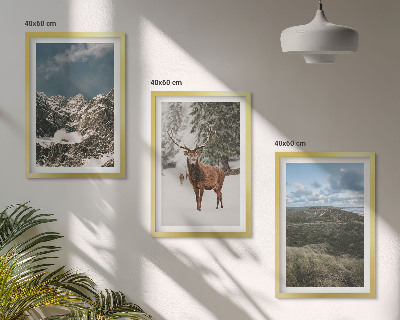 Billedvæg inspiration Bjerge sne hjorte skov landskab
