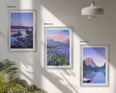 Billedsæt til soveværelset med landskaber af bjerge, vand og himmel