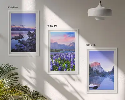 Billedsæt til soveværelset med landskaber af bjerge, vand og himmel