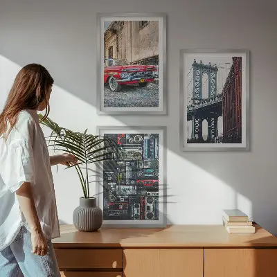 Billedvæg kunstrykt med Brooklyn bro i retro stil