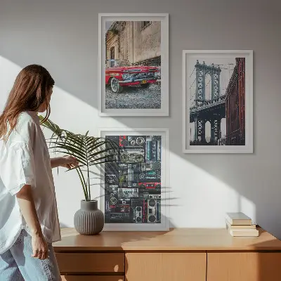 Billedvæg kunstrykt med Brooklyn bro i retro stil