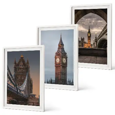 Triptykon med London Bridge og Big Ben billeder med ramme