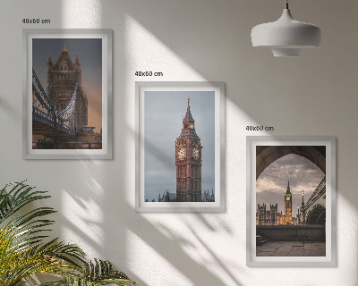 Triptykon billeder med ramme London Bridge Big Ben-ur