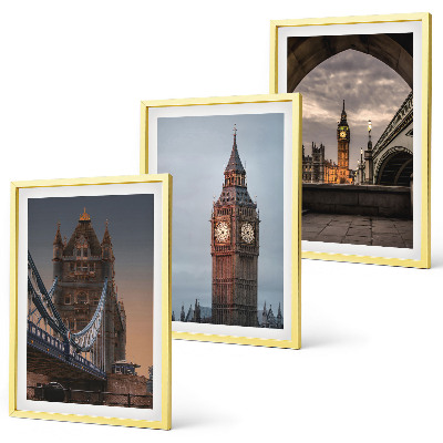 Triptykon billeder med ramme London Bridge Big Ben-ur