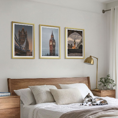 Triptykon billeder med ramme London Bridge Big Ben-ur