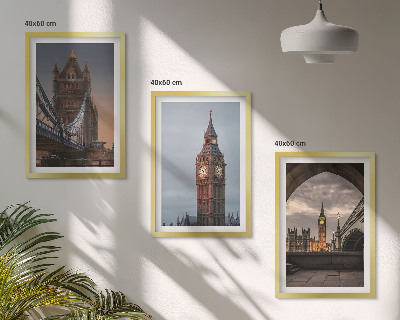 Triptykon billeder med ramme London Bridge Big Ben-ur