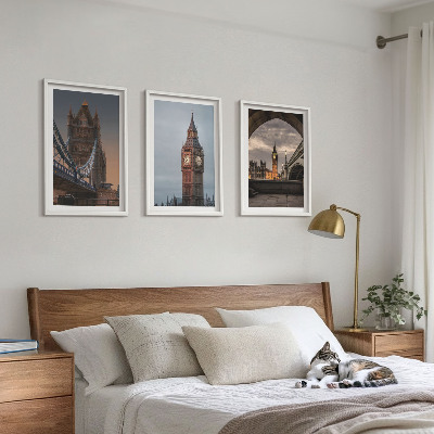 Triptykon billeder med ramme London Bridge Big Ben-ur