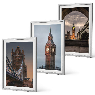 Triptykon billeder med ramme London Bridge Big Ben-ur