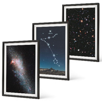 Triptykon billeder med ramme De kosmiske landskaber i Fiskene-galaksen