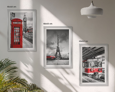 Triptykon billeder med ramme Ikoner London Paris transport