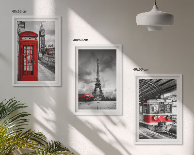 Triptykon billeder med ramme Ikoner London Paris transport