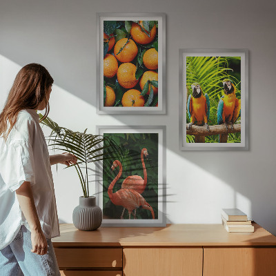 Triptykon billeder med ramme Frugtagtige accenter i troperne