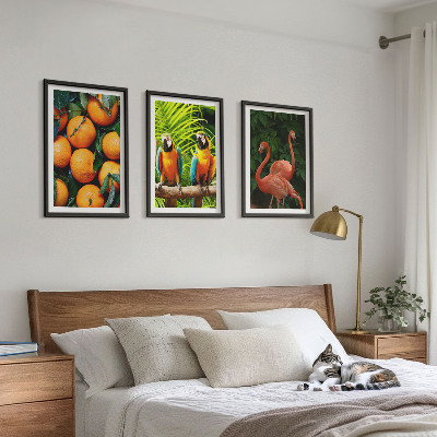 Triptykon billeder med ramme Frugtagtige accenter i troperne